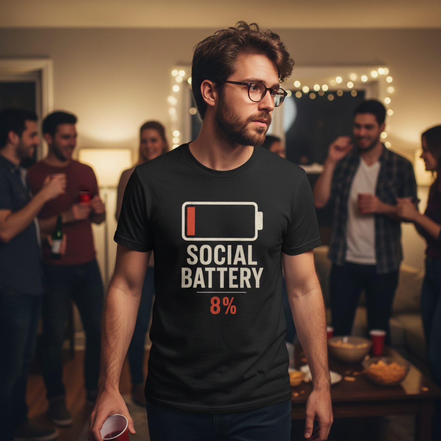 Social Battery 8%  Funny Neurodivergent T-Shirt — Introvert - Funny Graphic Tee