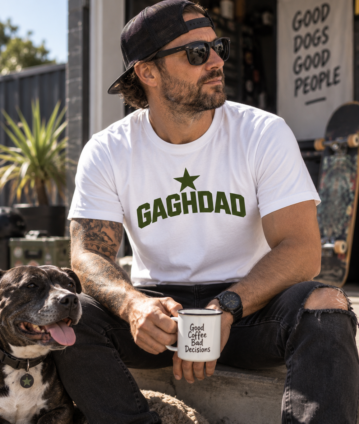 Gag Dad T‑Shirt – Military Green Star Funny Father’s Day Tee