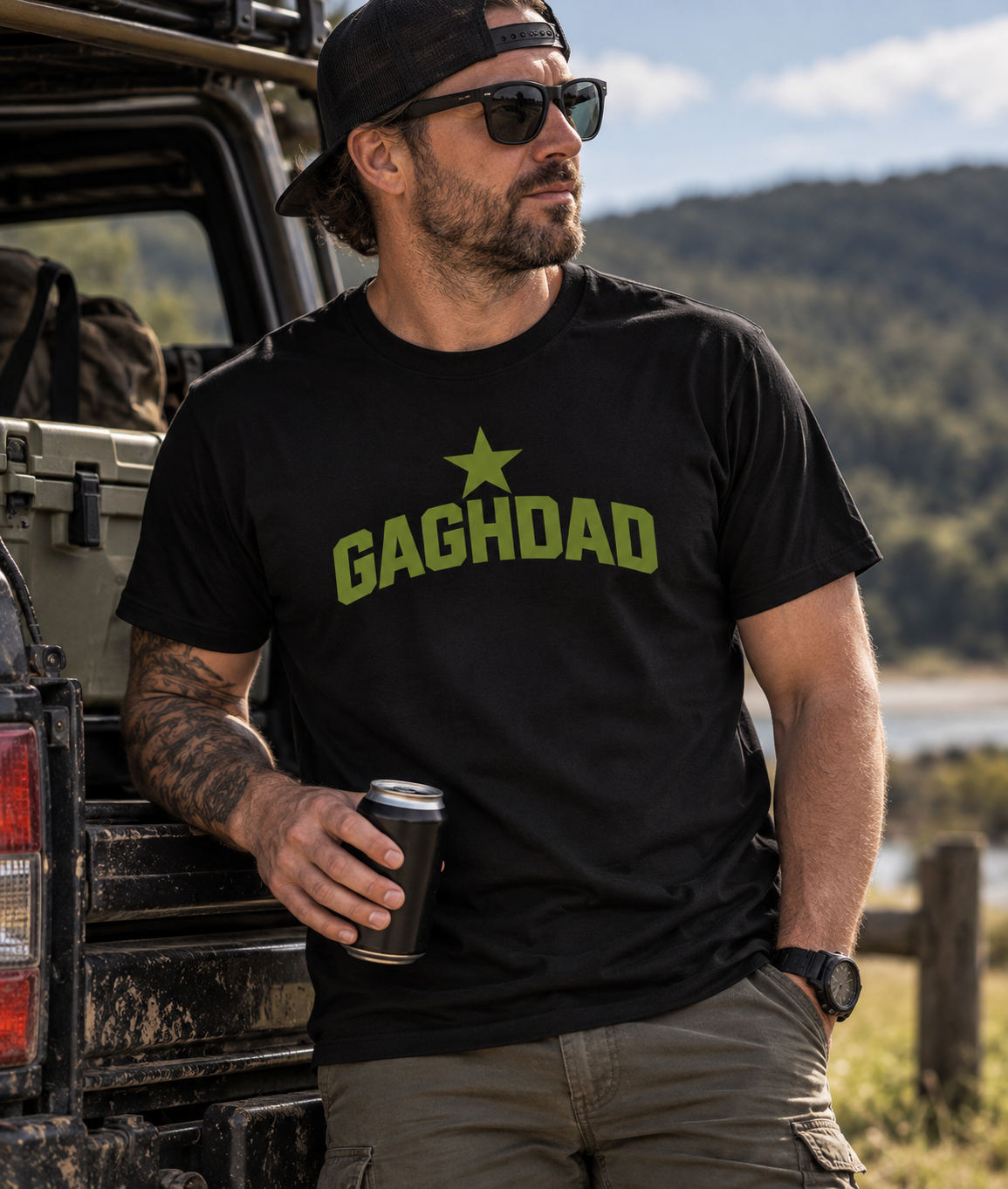 Gag Dad T‑Shirt – Military Green Star Funny Father’s Day Tee
