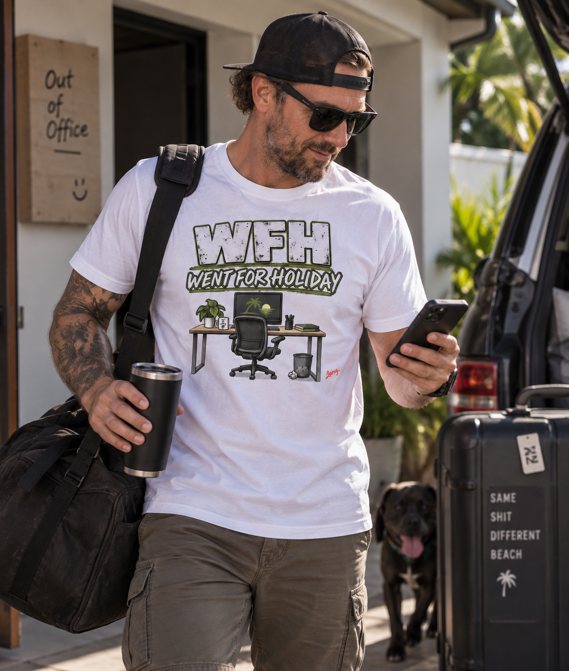 WFH Went For Holiday T‑Shirt — Funny Remote Work Vacation Tee