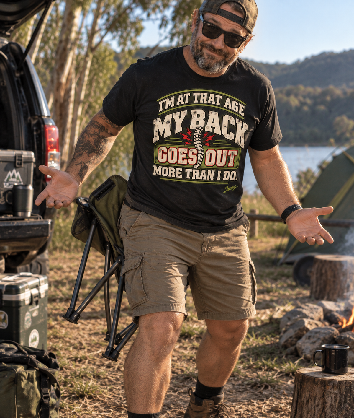 Funny Back Pain T-Shirt — "My Back Goes Out More Than I Do" Gift Tee