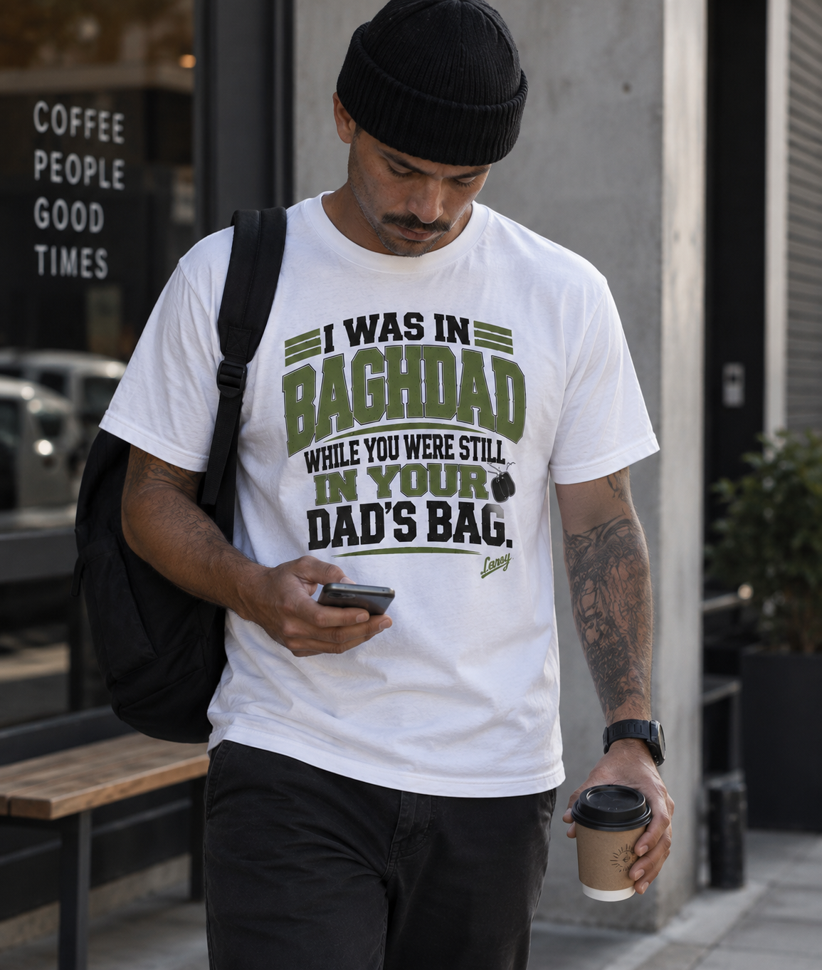 Baghdad Veteran Tee — "I Was in Baghdad While You Were Still in Your Dad's Bag"