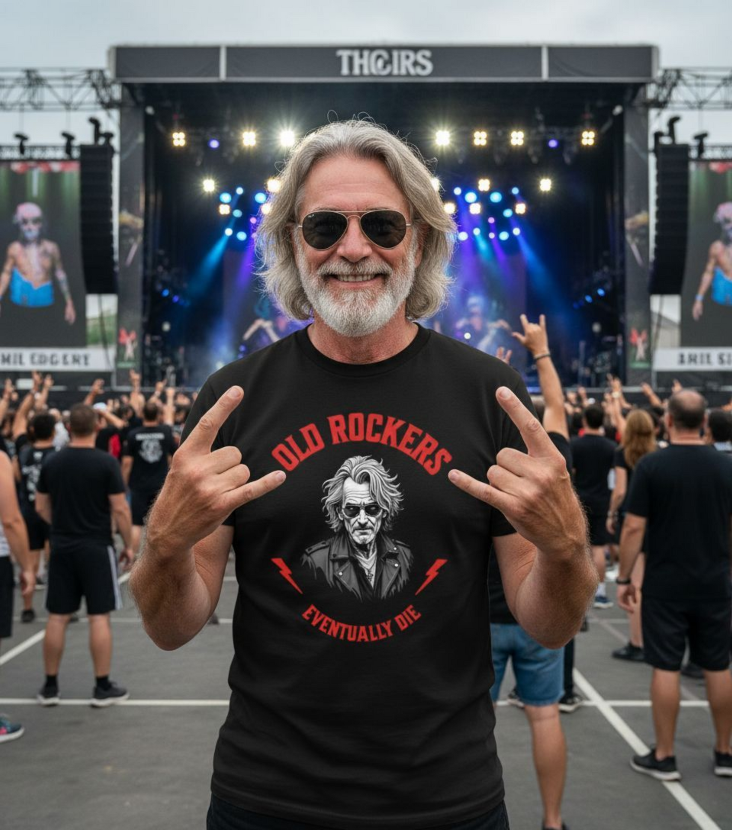 Old Rockers T‑Shirt — "Eventually Die" Vintage Rock Skull Tee